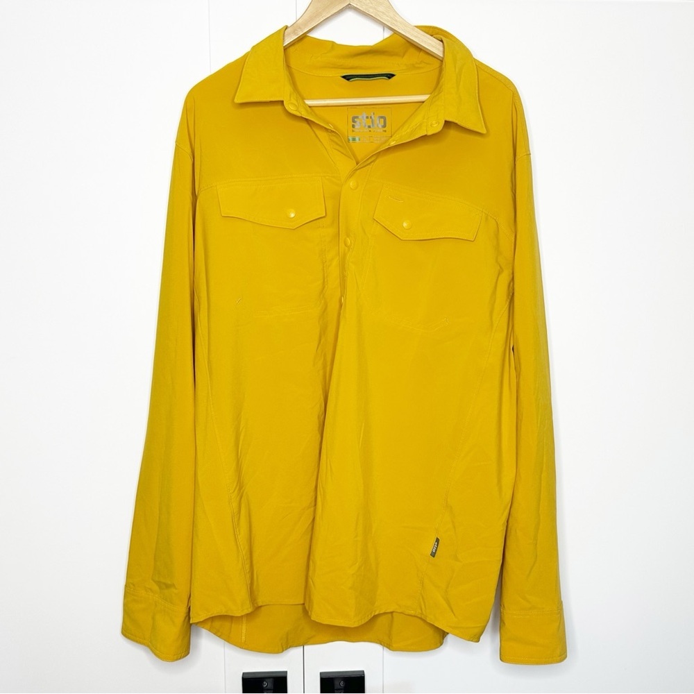 Stio CFS UPF 50+ Water Repellent Quick Dry Hiking pullover Shirt XL yellow gold